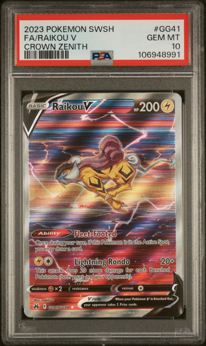 2023 #GG41 Full Art/Raikou V PSA 10 Sword and Shield Crown Zenith