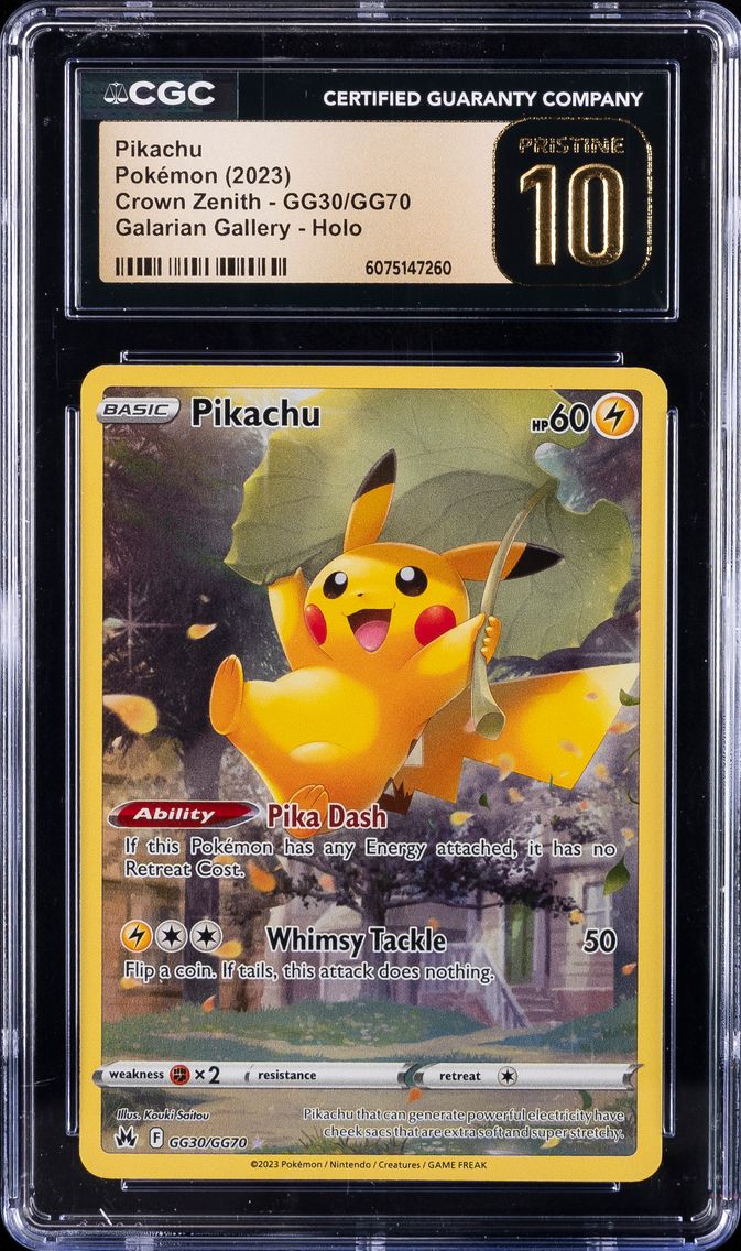 2023 #GG30 Full Art/Pikachu CGC 10 Pristine Sword and Shield Crown Zenith Pokemon