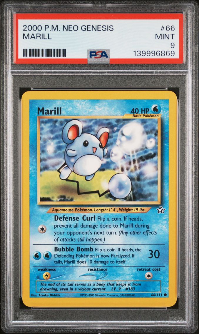 2000 #66 Marill PSA 9 Neo Genesis Pokemon