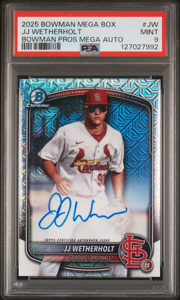 2025 #JW JJ Wetherholt PSA 9 Bowman Mega Box Bowman Prospect Mega Autographs