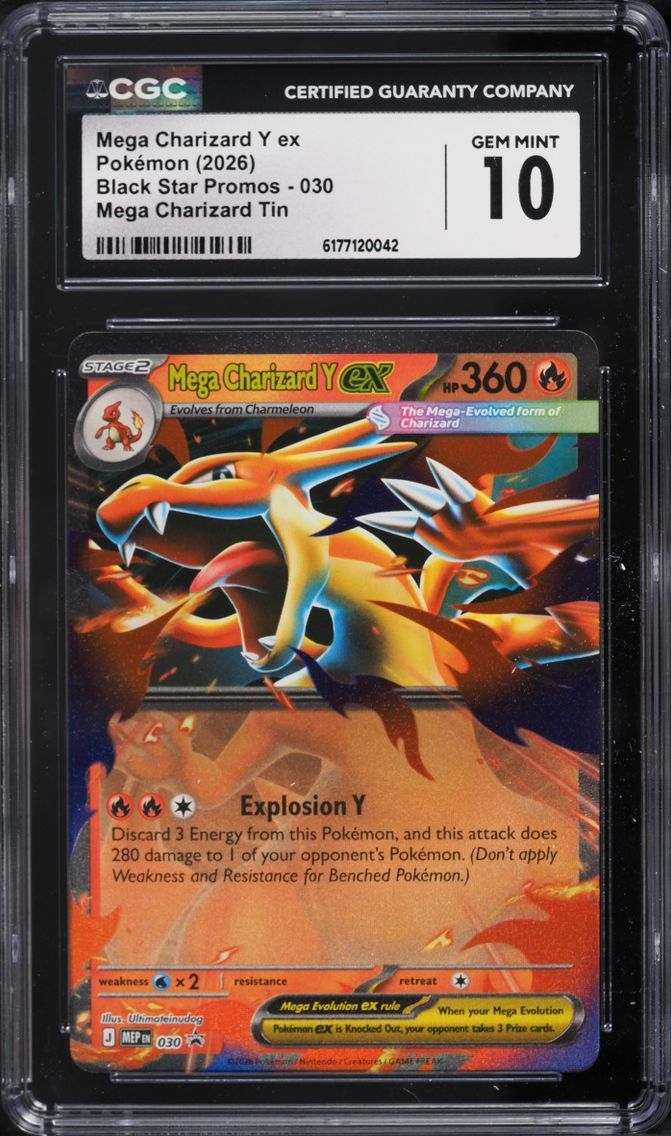 2026 Pokemon Mega Evolution Black Star Promo Tin Mega Charizard Y Ex #30 CGC 10 GEM MINT