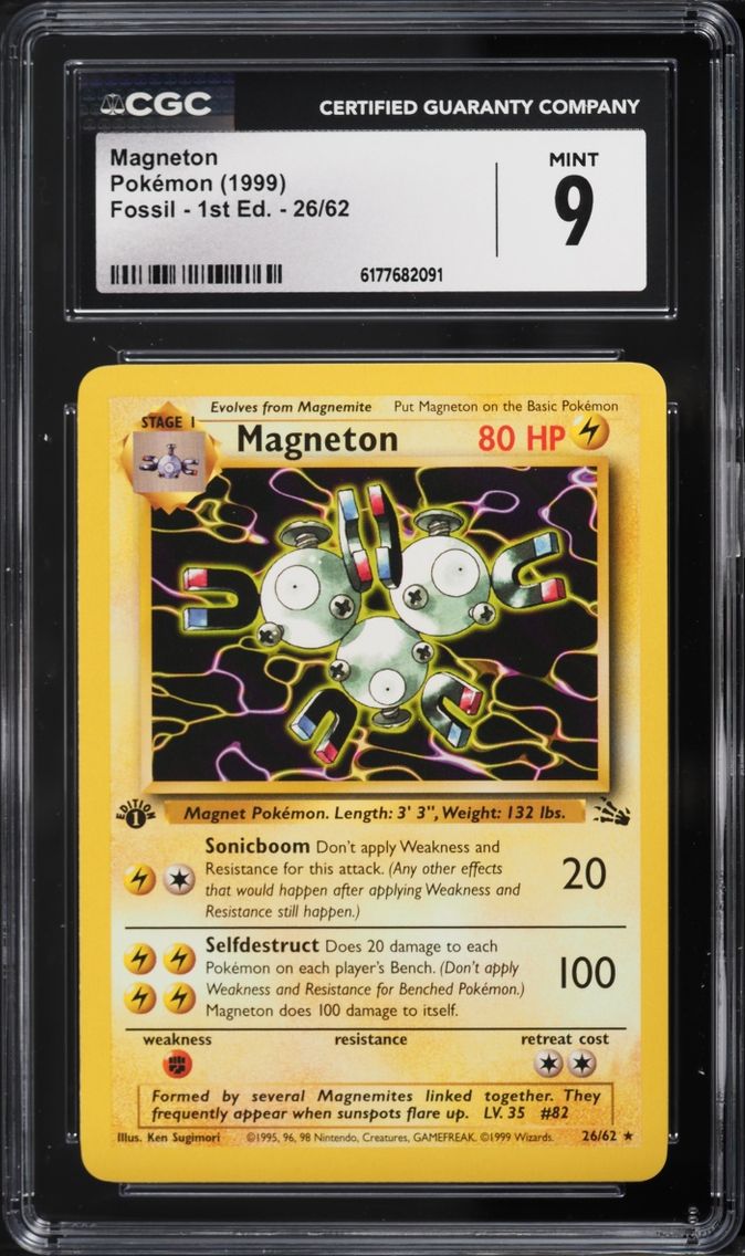 1999 Pokemon Fossil 1st Edition Magneton #26 CGC 9 MINT