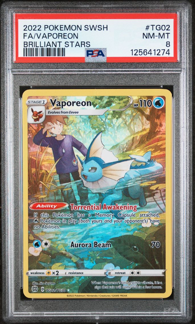 2022 #TG02 Full Art/Vaporeon PSA 8 Sword & Shield Brilliant Stars