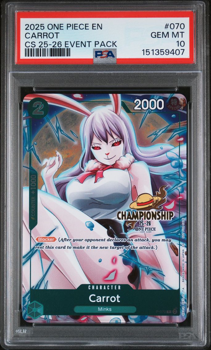 2025 #070 Carrot PSA 10 One Piece Championship 2025-26 Event Pack
