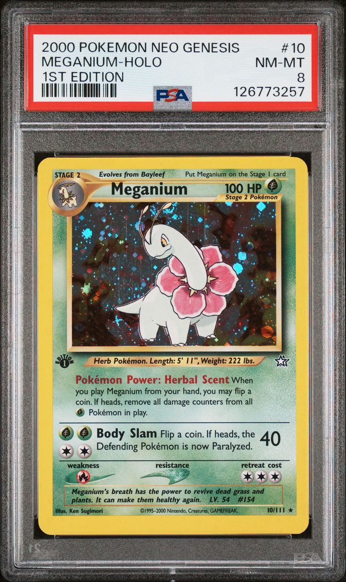 2000 #10 Meganium-Holo PSA 8 Neo Genesis 1st Edition