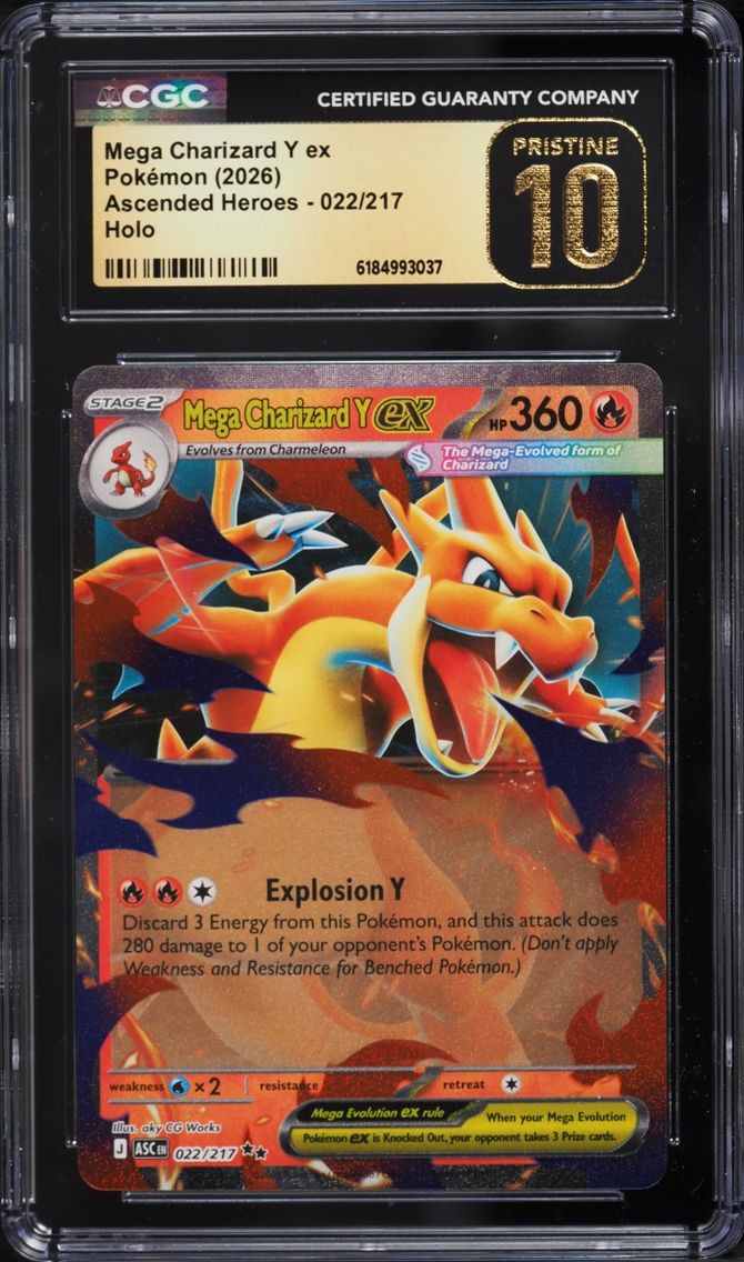 2026 #22 Mega Charizard Y ex CGC 10 Pokemon Mega Evolution Ascended Heroes Holo