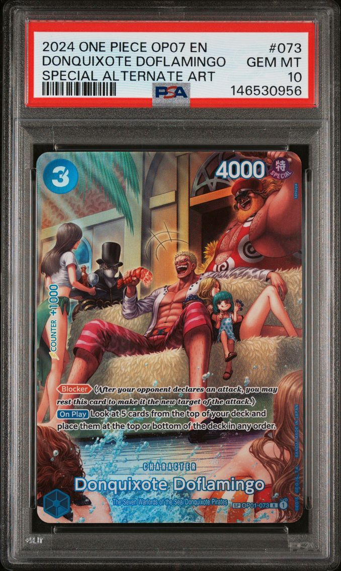 2024 #073 Donquixote Doflamingo PSA 10 One Piece OP07-500 Years in the Future