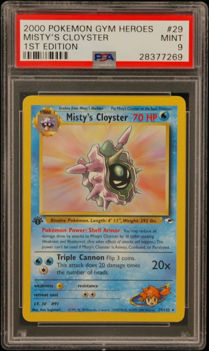 2000 #29 Misty's Cloyster 1st Edition PSA 9 Gym Heroes
