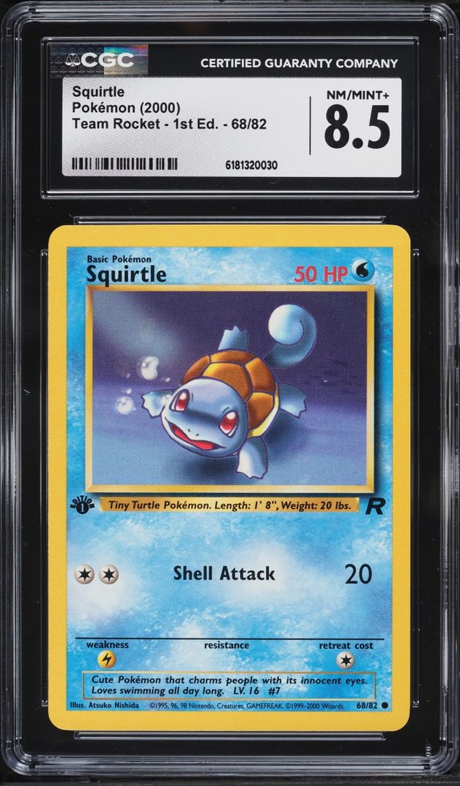 2000 Pokemon Team Rocket 1st Edition Squirtle #68 CGC 8.5 NM-MT+