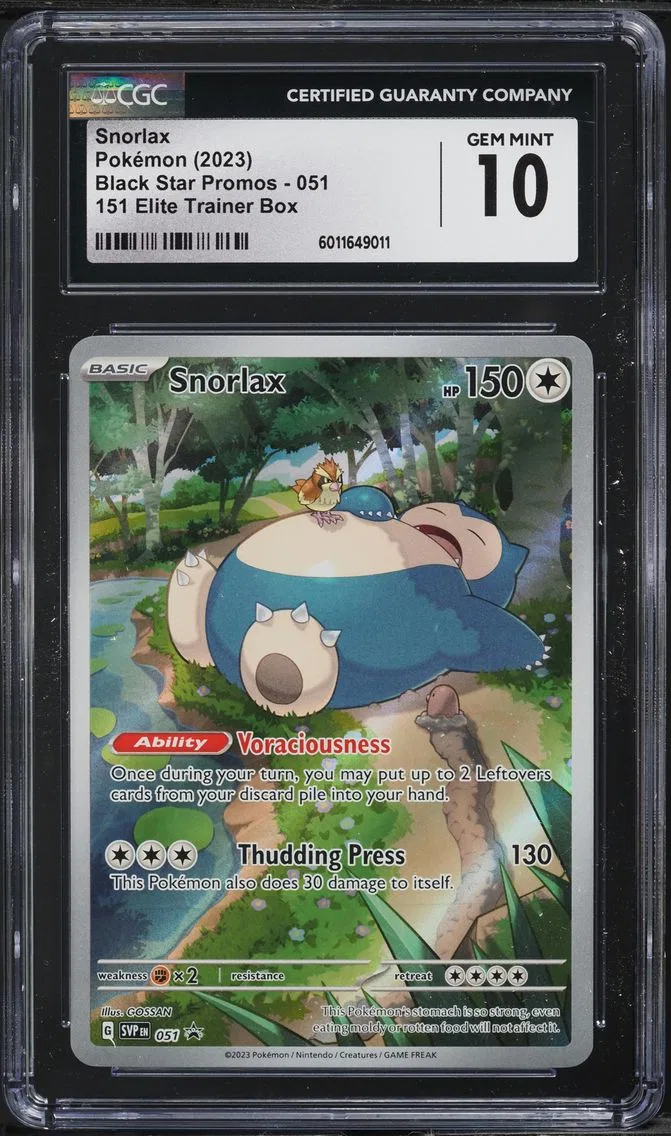 2023 #51 SV 151 BLACK STAR PROMO ETB SNORLAX CGC 10 POKEMON