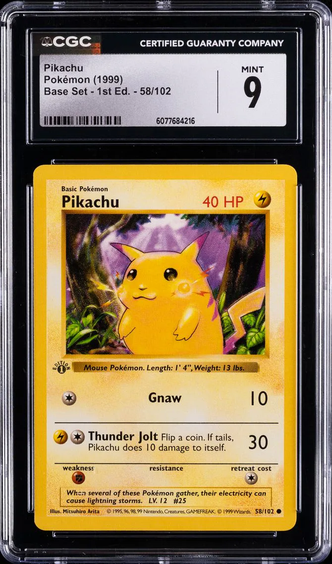 1999 #58 Pikachu CGC 9 Game Pokemon