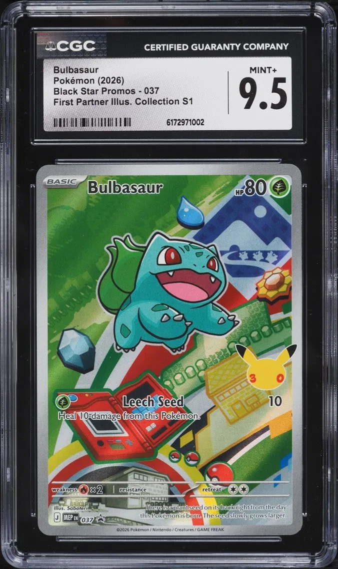 2026 Pokemon Mega Evolution Promo First Partner Illustration Full Art Bulbasaur #37 CGC 9.5