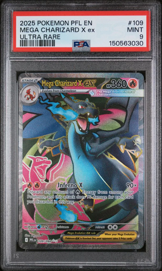 2025 #109 Mega Charizard X EX PSA 9 Pfl EN-Phantasmal Flames