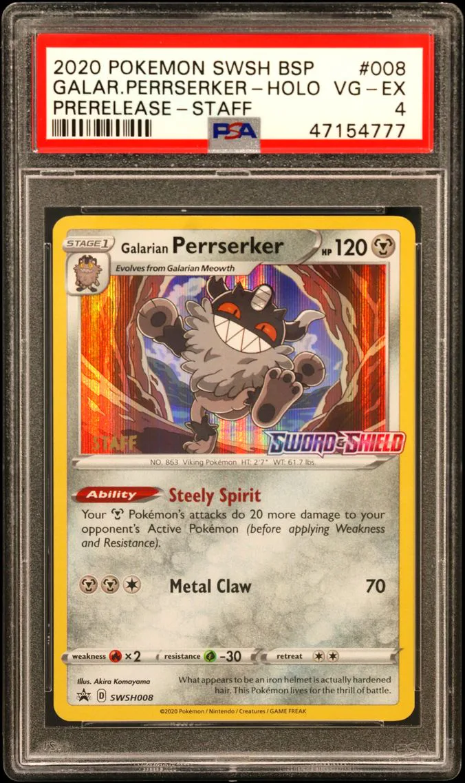 2020 #008 Galarian Perrserker-Holo PSA 4 Swsh Black Star Promo