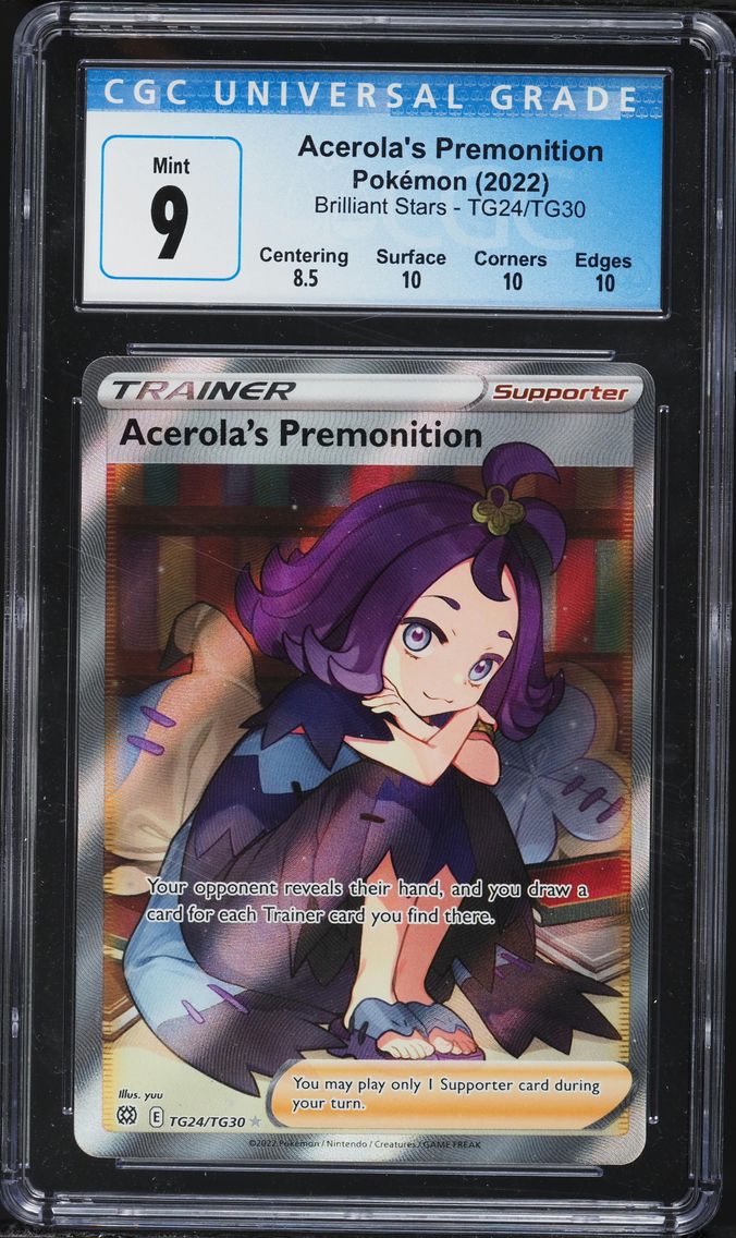 2022 #TG24 Full Art/Acerola's Premonition CGC 9 Sword & Shield Brilliant Stars Pokemon