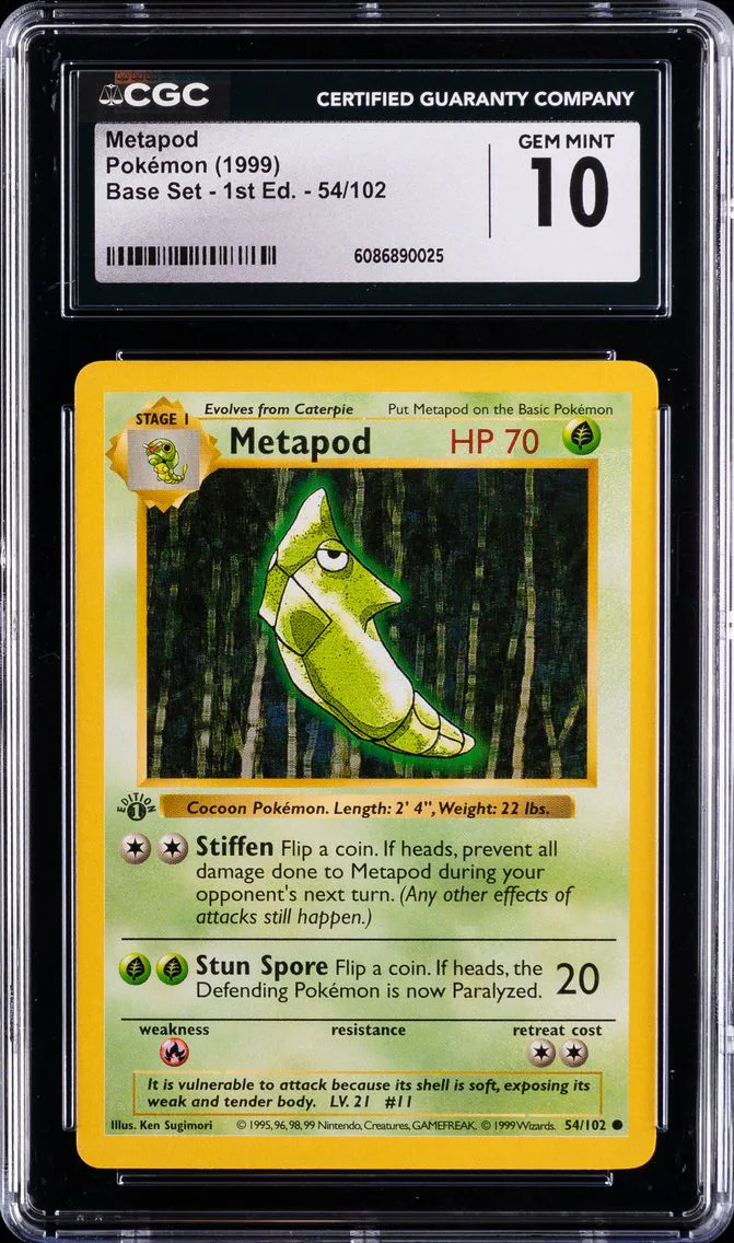 1999 #54 Metapod 1st Edition CGC 10 Game Pokemon