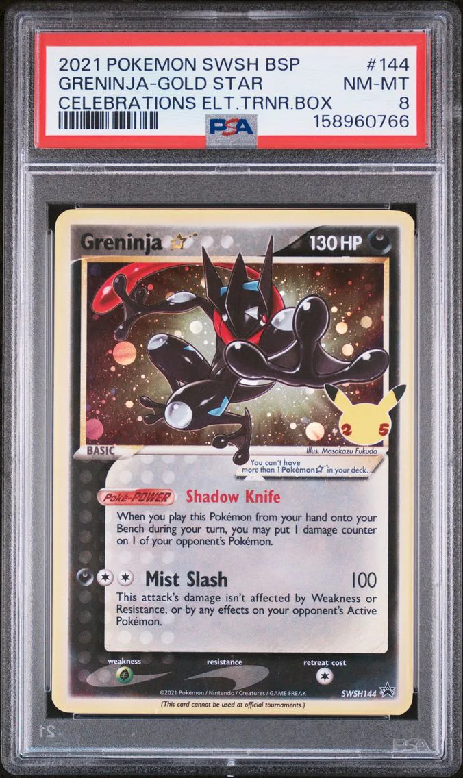 2021 #144 Greninja-Gold Star PSA 8 Swsh Black Star Promo