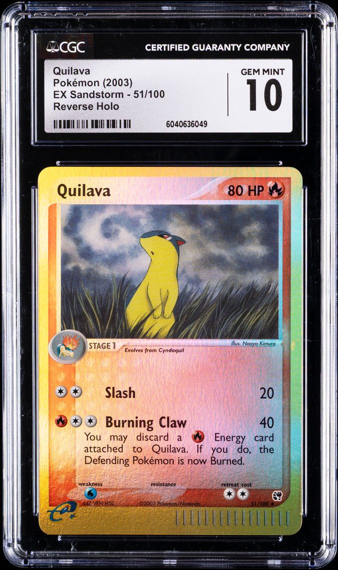 2003 #51 Quilava Reverse Holo CGC 10 EX Sandstorm (2003 Copyright, w/ "e" Symbol) - English Pokemon