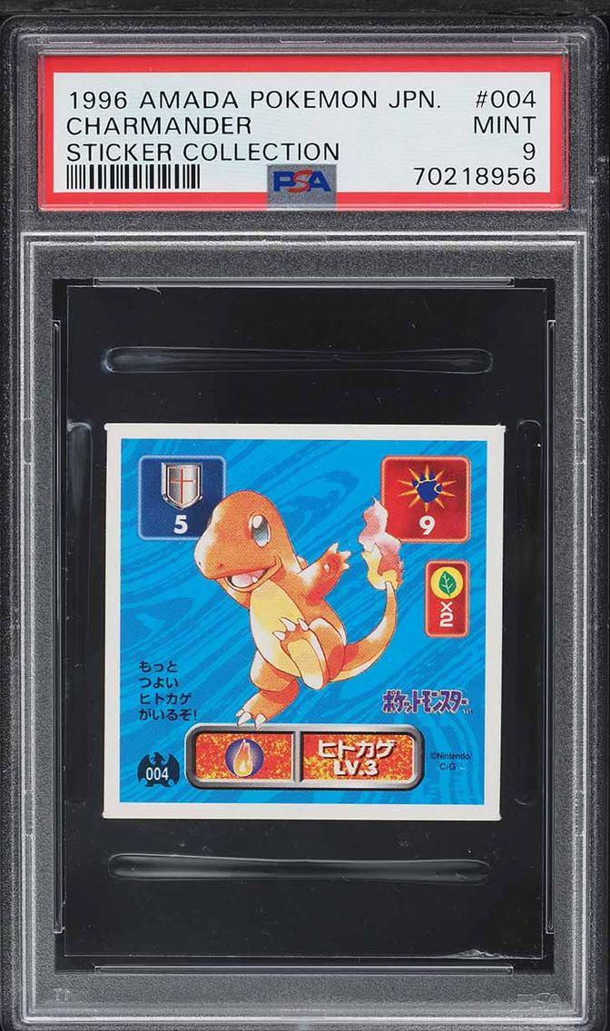 1996 Pokemon Japanese Amada Sticker Collection Charmander #4 PSA 9 MINT