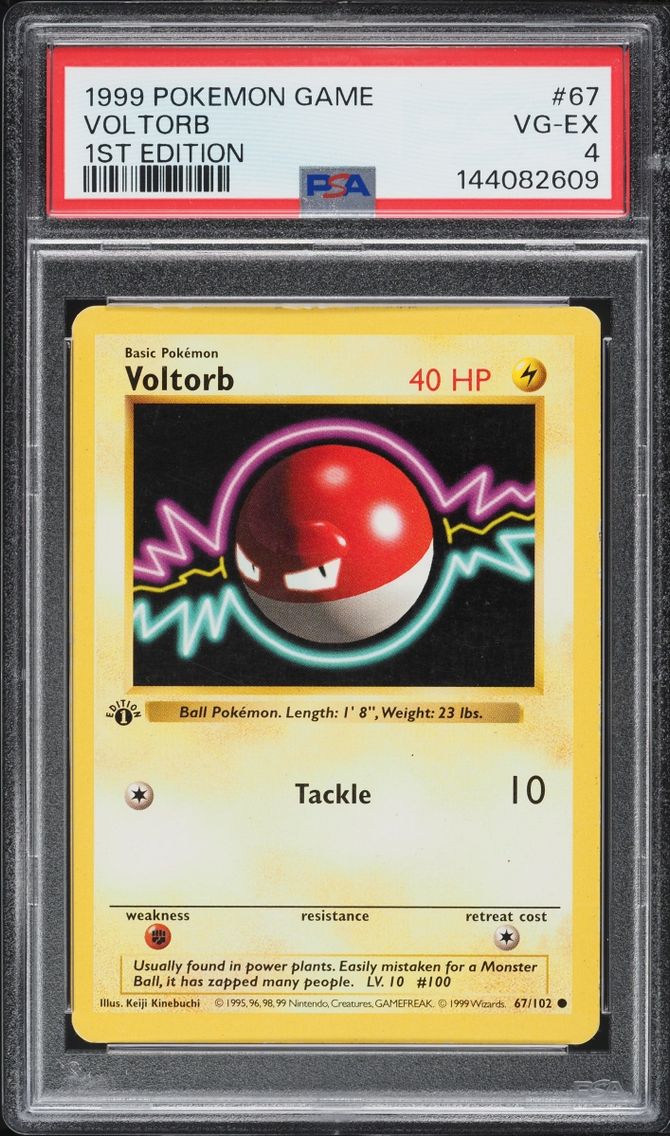 1999 Pokemon Base Set Shadowless 1st Edition Voltorb #67 PSA 4 VGEX