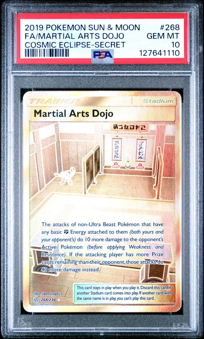 2019 #268 Full Art/Martial Arts Dojo PSA 10 Sun & Moon Cosmic Eclipse Pokemon