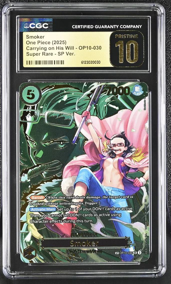2025 #OP10-030 Smoker SR SP Ver. (SP next to number) CGC 10 Pristine Carrying on His Will (OP13) - English