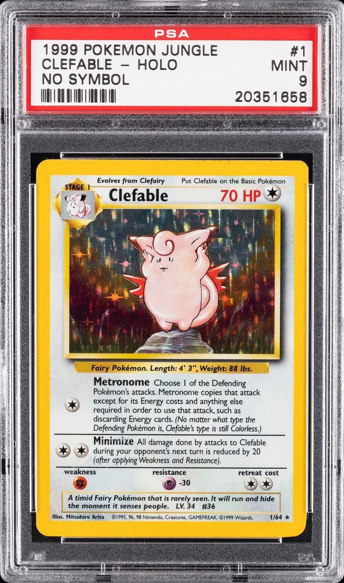 1999 #1 CLEFABLE-HOLO PSA 9 POKEMON JUNGLE | NO SYMBOL