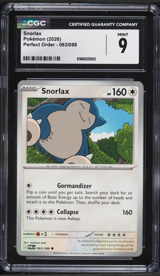 2026 #63 Snorlax CGC 9 Pokemon Mega Evolution Perfect Order