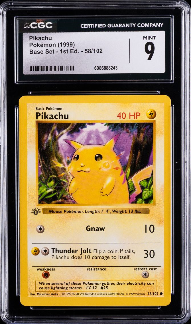 1999 #58 Pikachu CGC 9 Game Pokemon