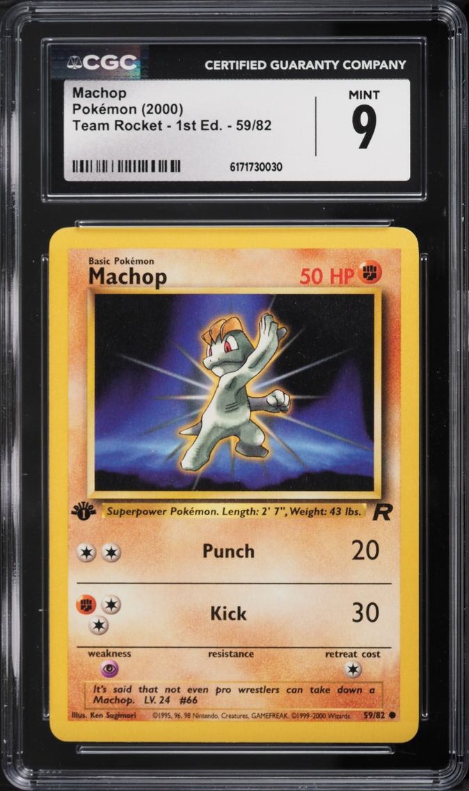2000 Pokemon Team Rocket 1st Edition Machop #59 CGC 9 MINT