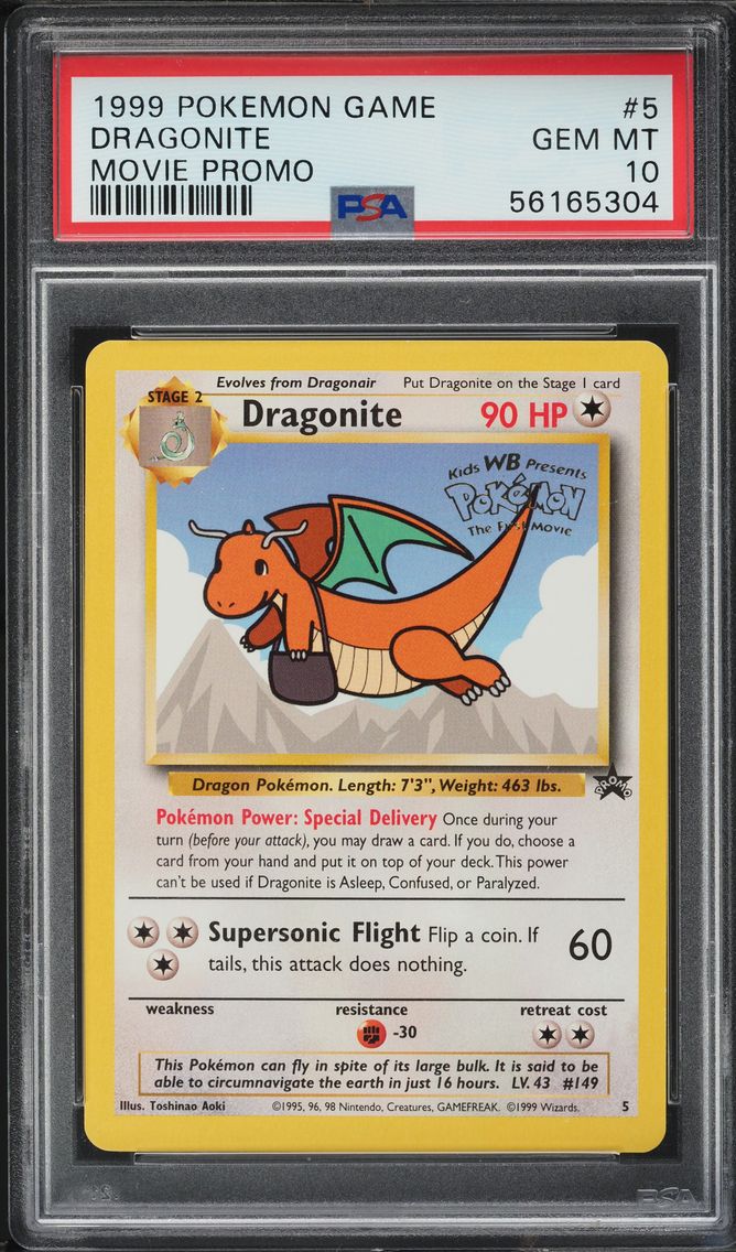 1999 #5 MOVIE PROMO DRAGONITE PSA 10 POKEMON