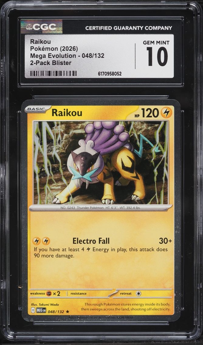 2026 Pokemon Mega Evolution Black Star Promo Raikou #48 CGC 10 GEM MINT