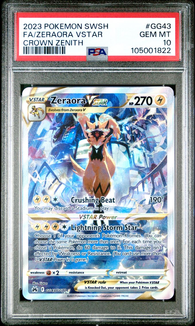 2023 #GG43 Full Art/Zeraora Vstar PSA 10 Sword and Shield Crown Zenith Pokemon