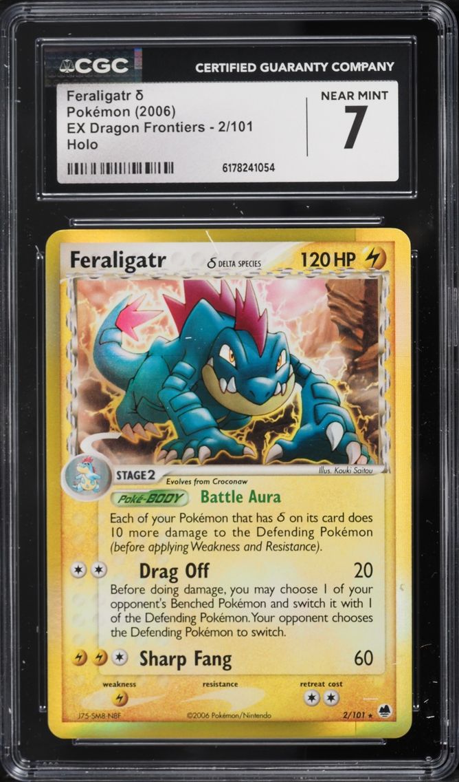 2006 Pokemon EX Dragon Frontiers Holo Feraligatr #2 CGC 7 NRMT