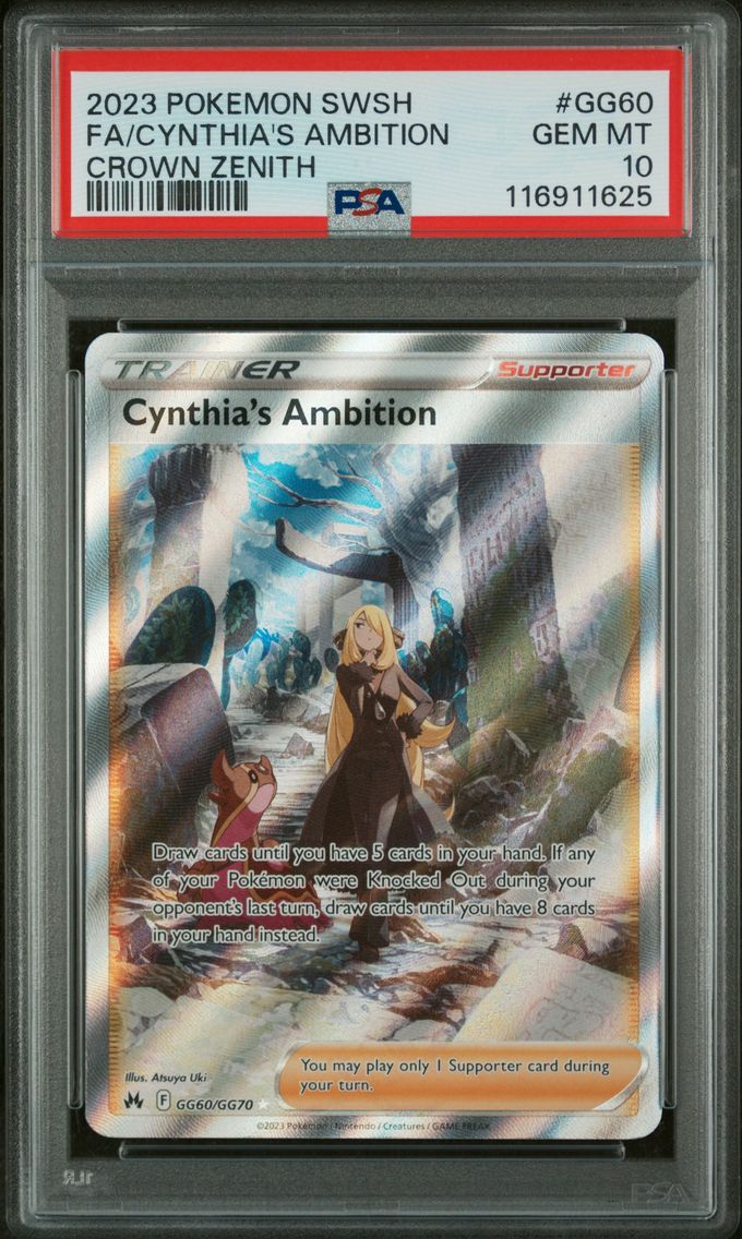 2023 #GG60 Full Art/Cynthia's Ambition PSA 10 Sword and Shield Crown Zenith Pokemon