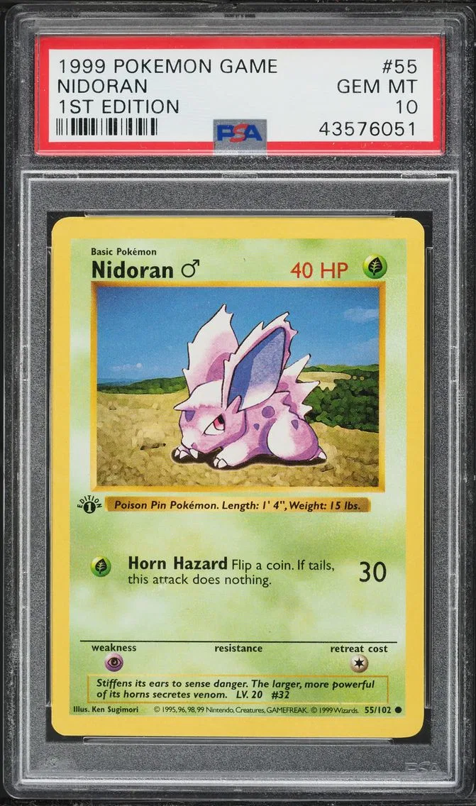 1999 #55 Nidoran 1st Edition PSA 10 Game Pokemon