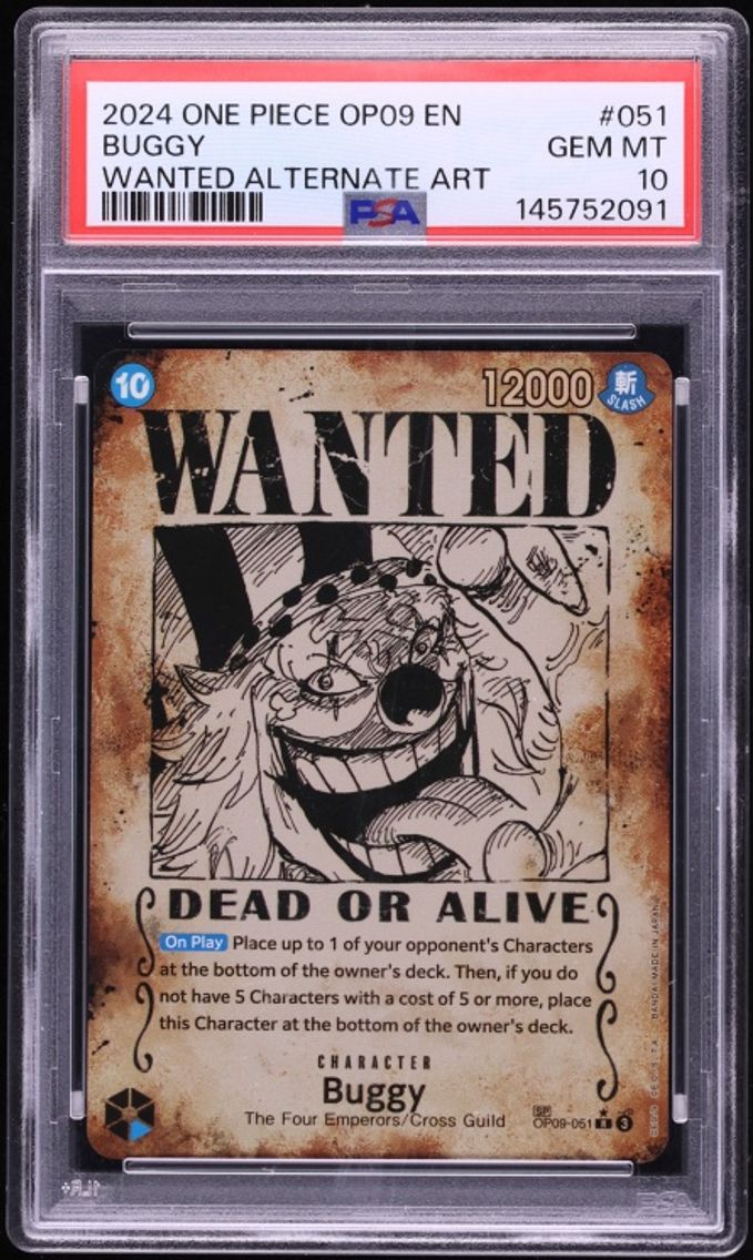 2024 #OP09-051 Buggy PSA 10 One Piece Emperors In The New World Wanted SP Alt Art