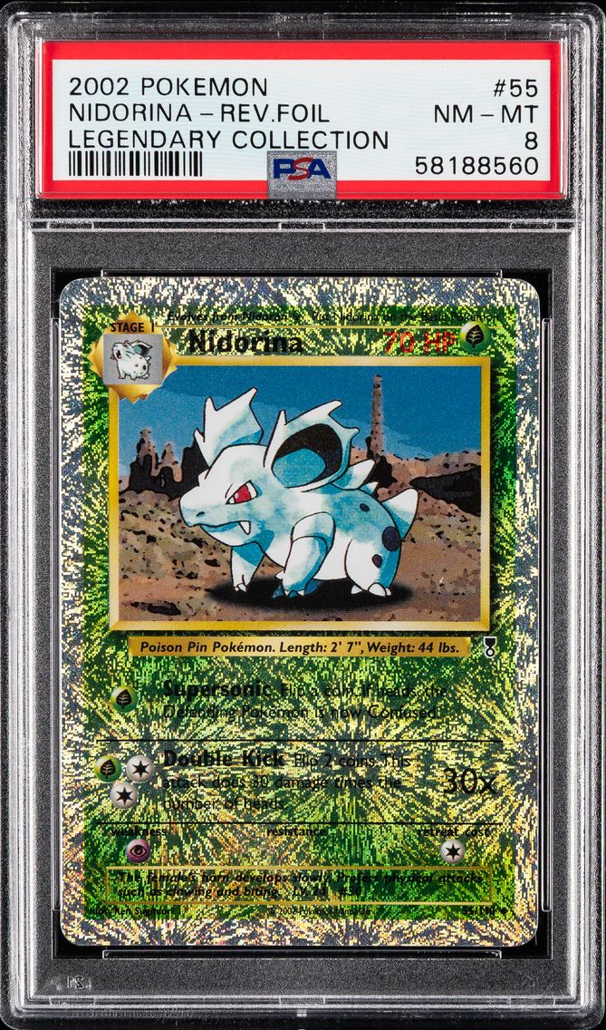 2002 #55 Nidorina-Reverse Foil PSA 8 Legendary Collection Pokemon