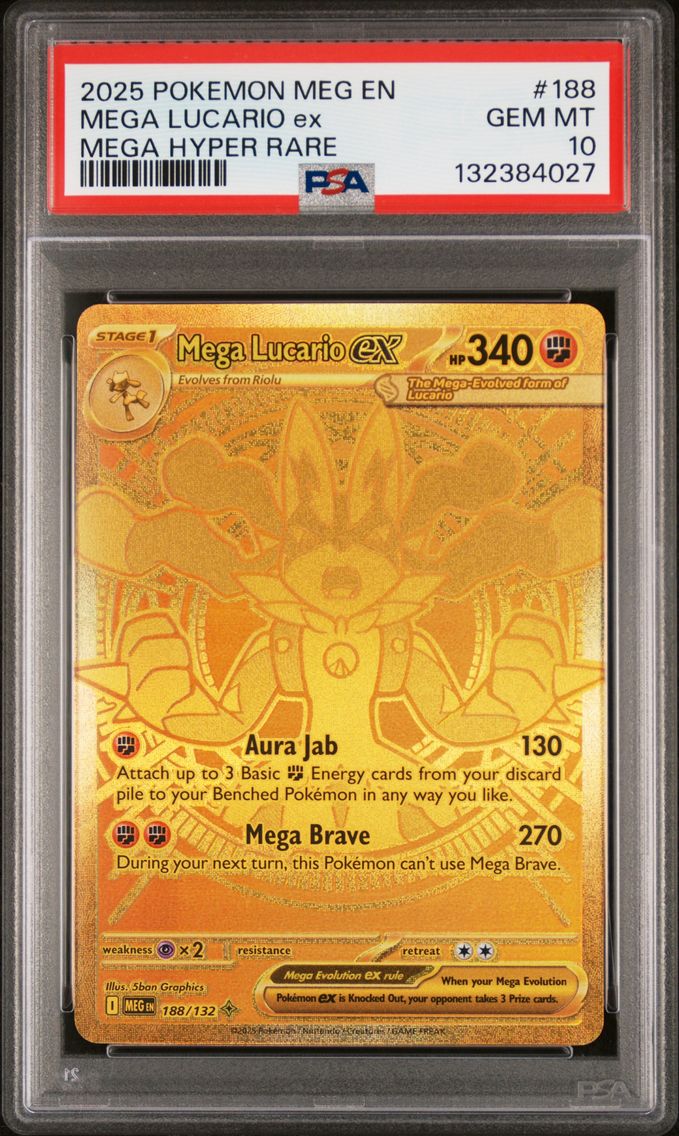 2025 #188 Mega Lucario EX PSA 10 Meg EN-Mega Evolution