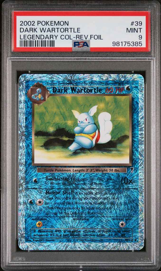 2002 #39 Dark Wartortle-Reverse Foil PSA 9 Legendary Collection