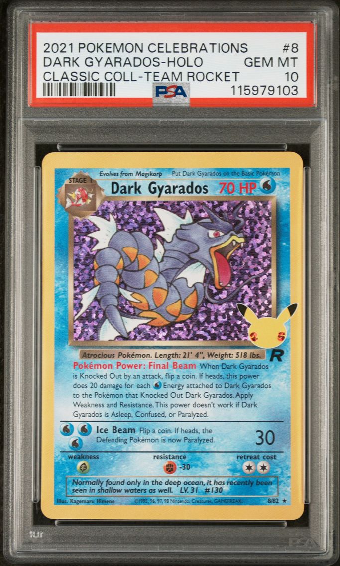2021 #8 Dark Gyarados-Holo PSA 10 Celebrations Classic Collection