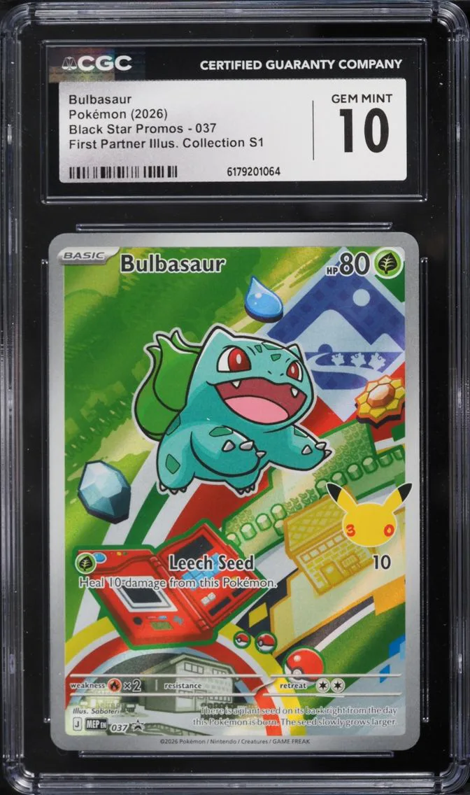 2026 Pokemon Mega Evolution Promo First Partner Illustration Full Art Bulbasaur #37 CGC 10 GEM