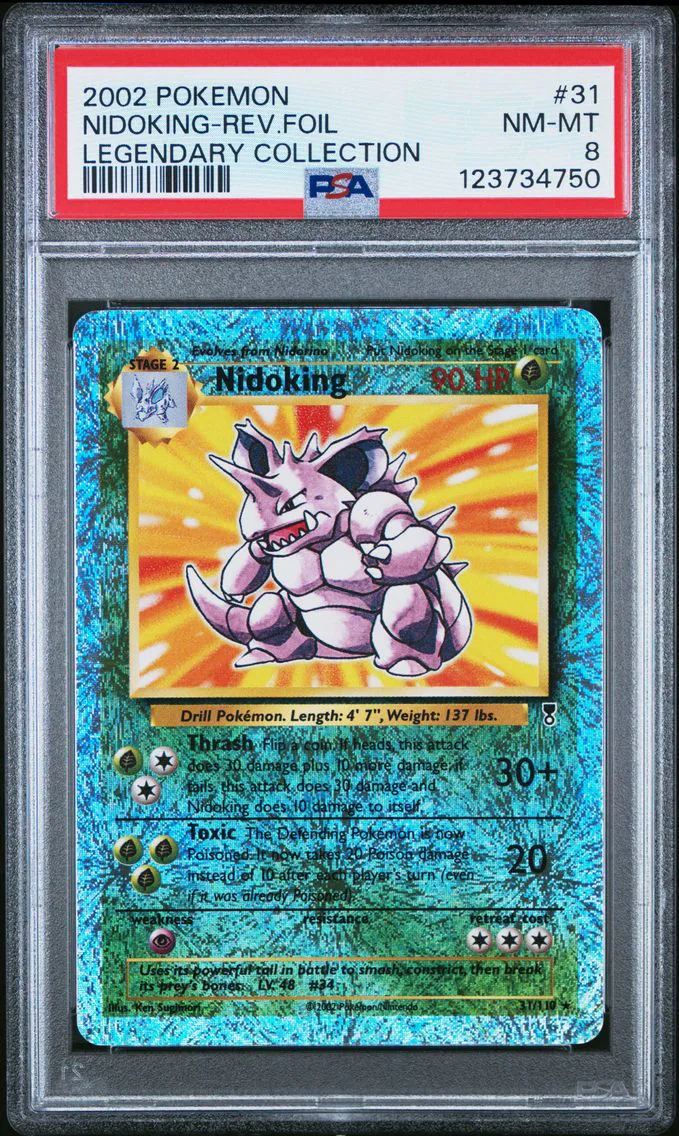 2002 #31 Nidoking-Reverse Foil PSA 8 Legendary Collection Pokemon