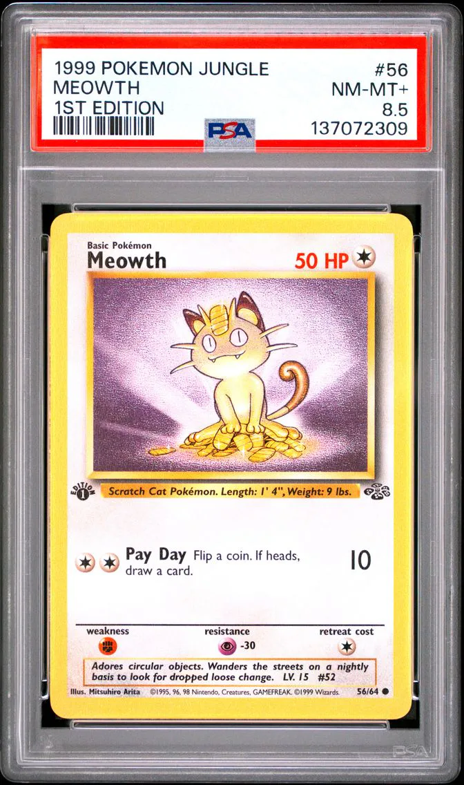 1999 #56 Meowth 1st Edition PSA 8.5 Jungle