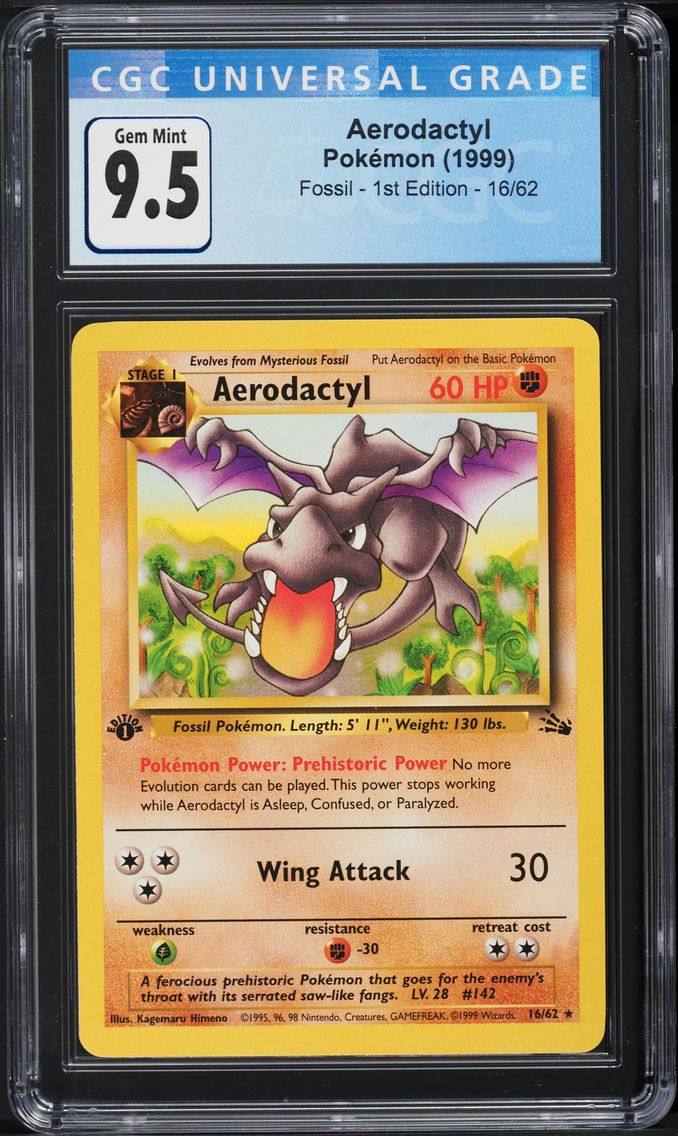 1999 #16 Aerodactyl 1st Edition CGC 10 Fossil Pokemon