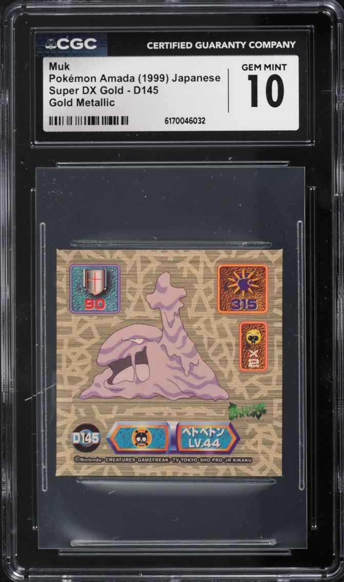 1999 Pokemon Japanese Amada Super DX Gold Gold Metallic Muk #D145 CGC 10 GEM MINT
