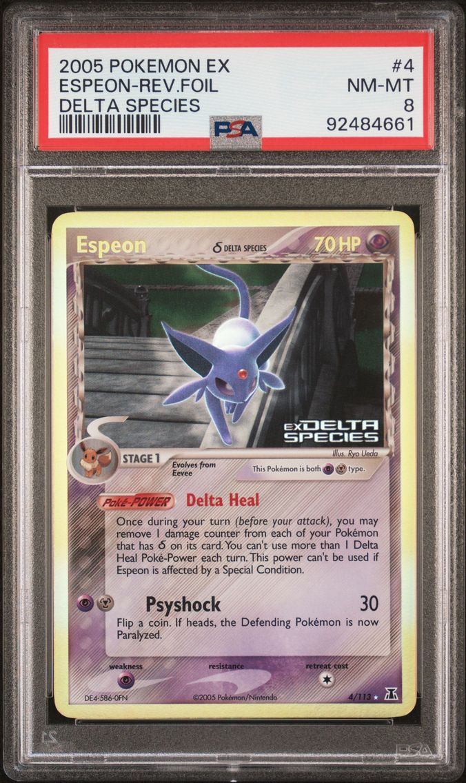 2005 #4 Espeon-Reverse Foil PSA 8 EX Delta Species