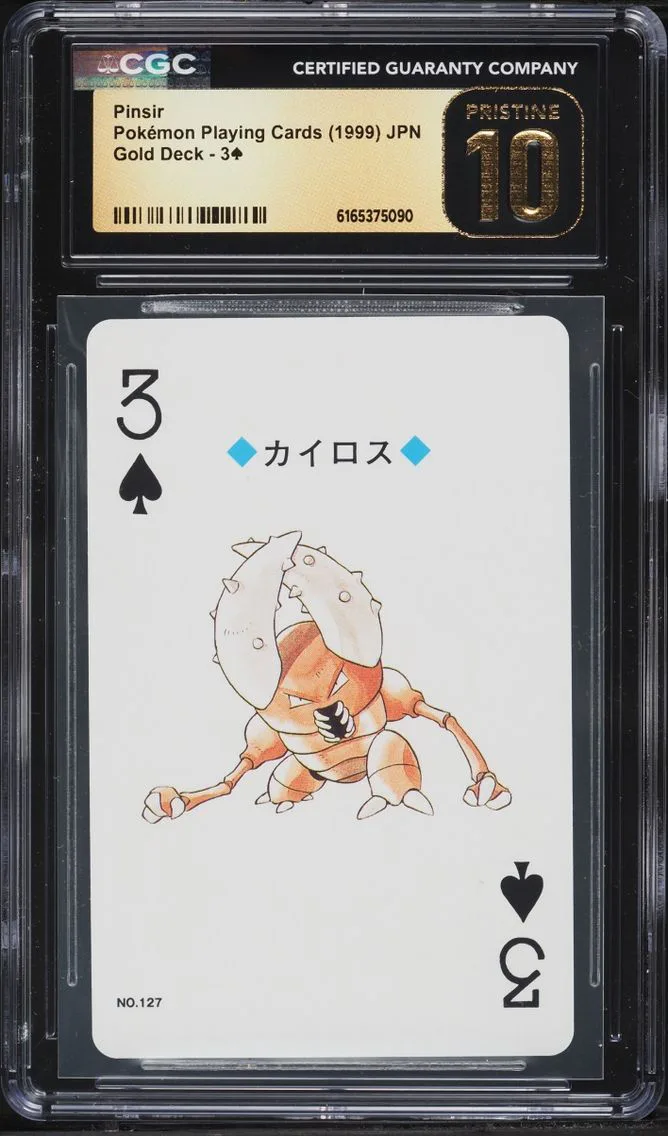 1999 Pokemon Japanese Gold Poker Set Nintendo Playing Cards Pinsir #127 CGC 10 PRISTINE