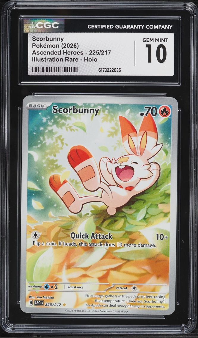 2026 Pokemon Mega Evolution Ascended Heroes IR Scorbunny #225 CGC 10 GEM MINT