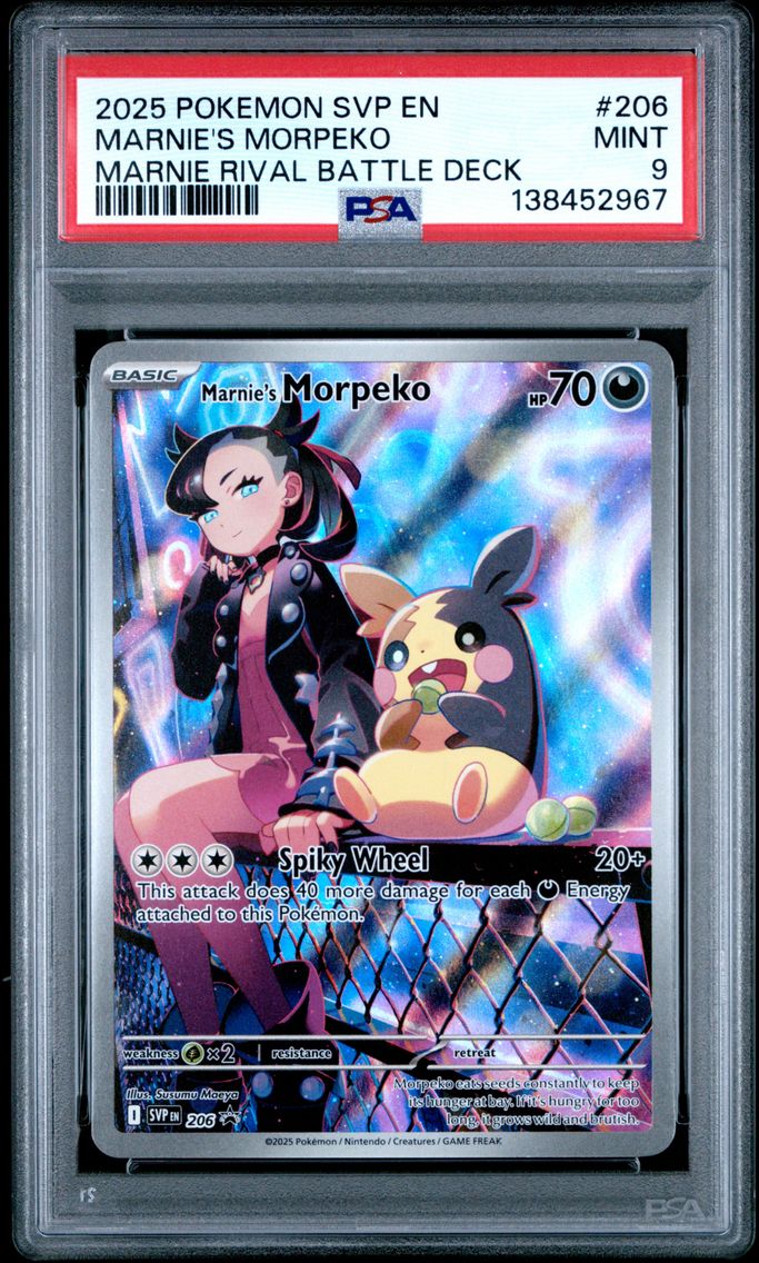 2025 #206 Marnie's Morpeko PSA 9 Svp EN-SV Black Star Promo